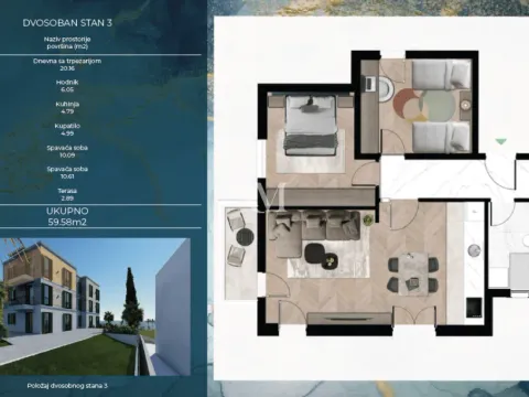 Prodaja, dvosoban stan, 58m², Kava, Tivat - image 6