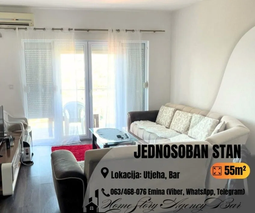 Sale, one bedroom apartment, 55m², Utjeha, Bar