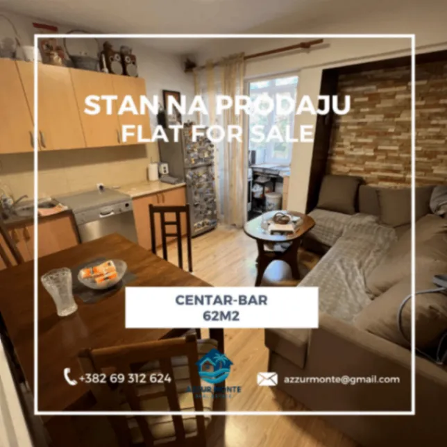 Sale, two bedroom apartment, 62m², Centar, Bar