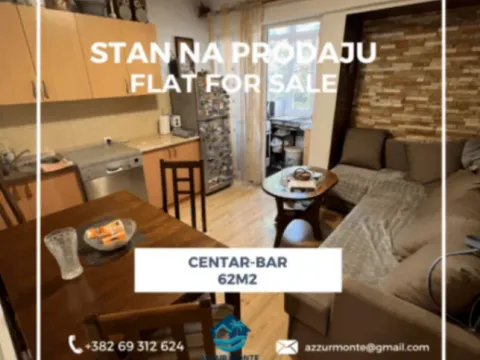 Sale, two bedroom apartment, 62m², Centar, Bar