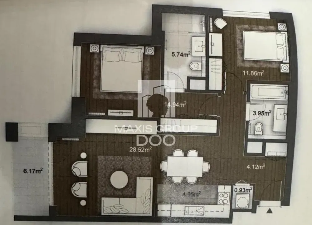 Sale, three bedroom apartment, 81m², Savski Venac, Beograd
