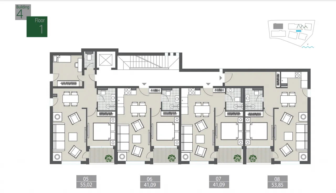 Sale, one bedroom apartment, 47m², Tivat, Crna Gora