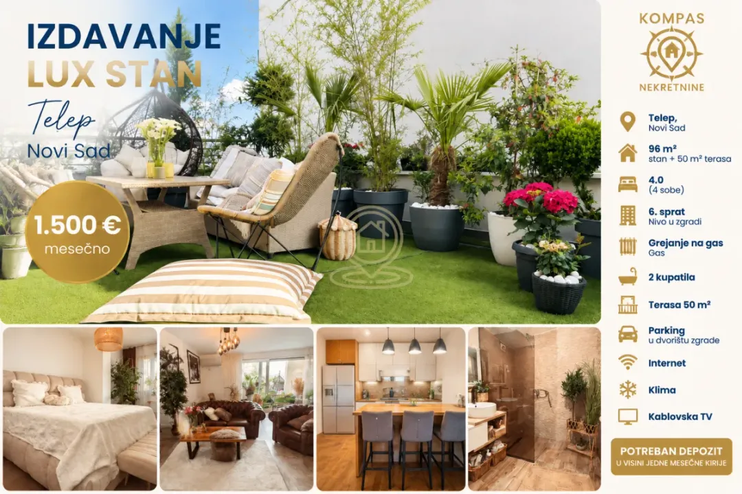 Rent, four bedroom apartment, 146m², Telep, Novi Sad Sve Podlokacije