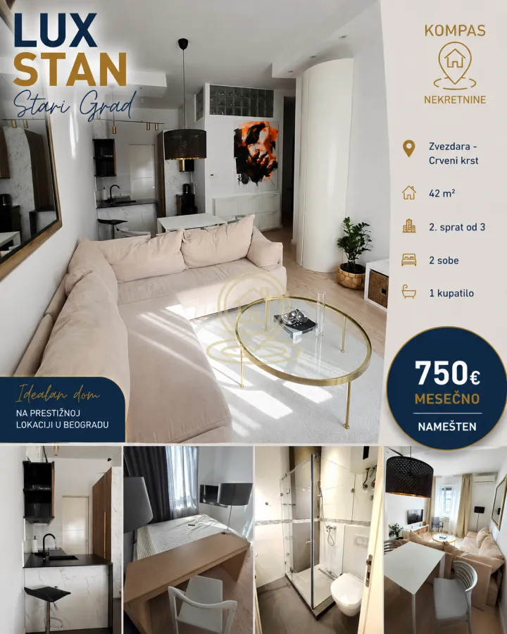 Rent, two bedroom apartment, 43m², Zvezdara Sve Podlokacije, Beograd
