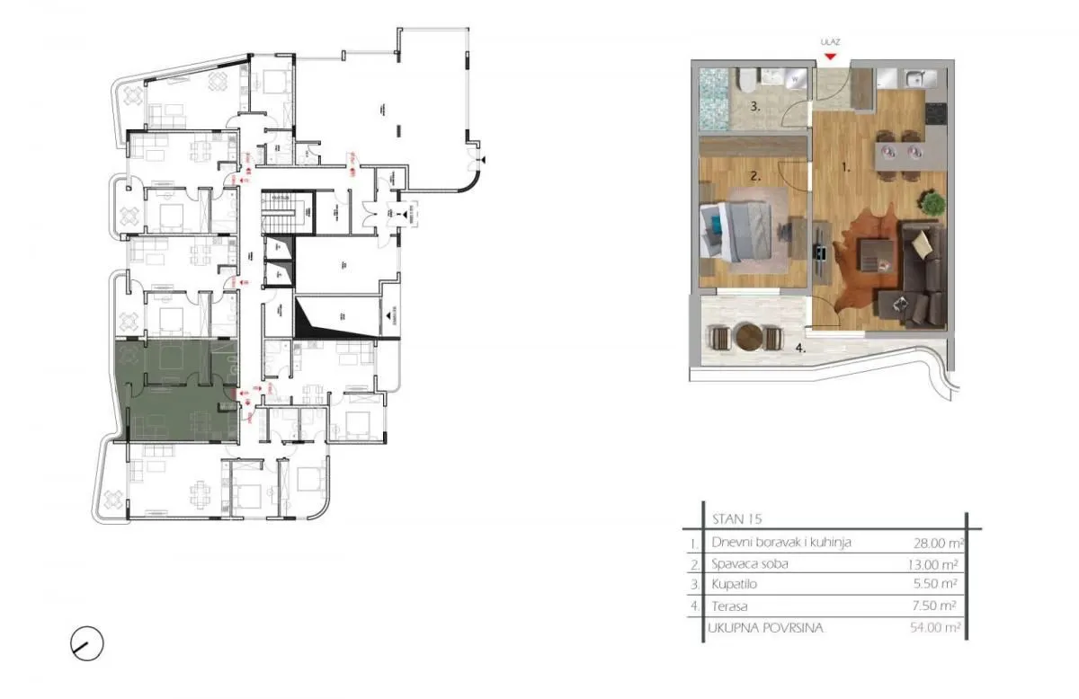 Prodaja, jednosoban stan, 54m², Dobre Vode, Bar
