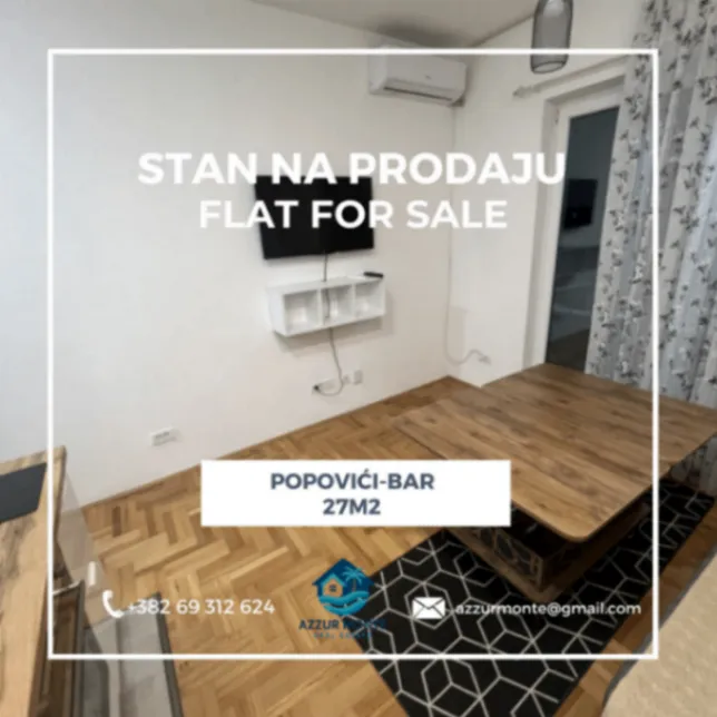 Prodaja, garsonjera, 27m², Popovići, Bar