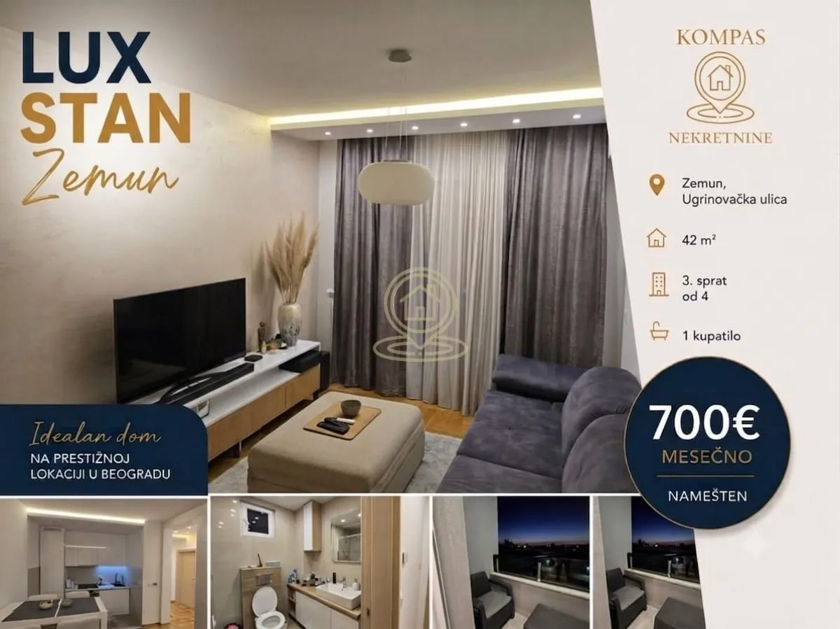 Rent, two bedroom apartment, 47m², Zemun Gornji Grad, Zemun Sve Podlokacije