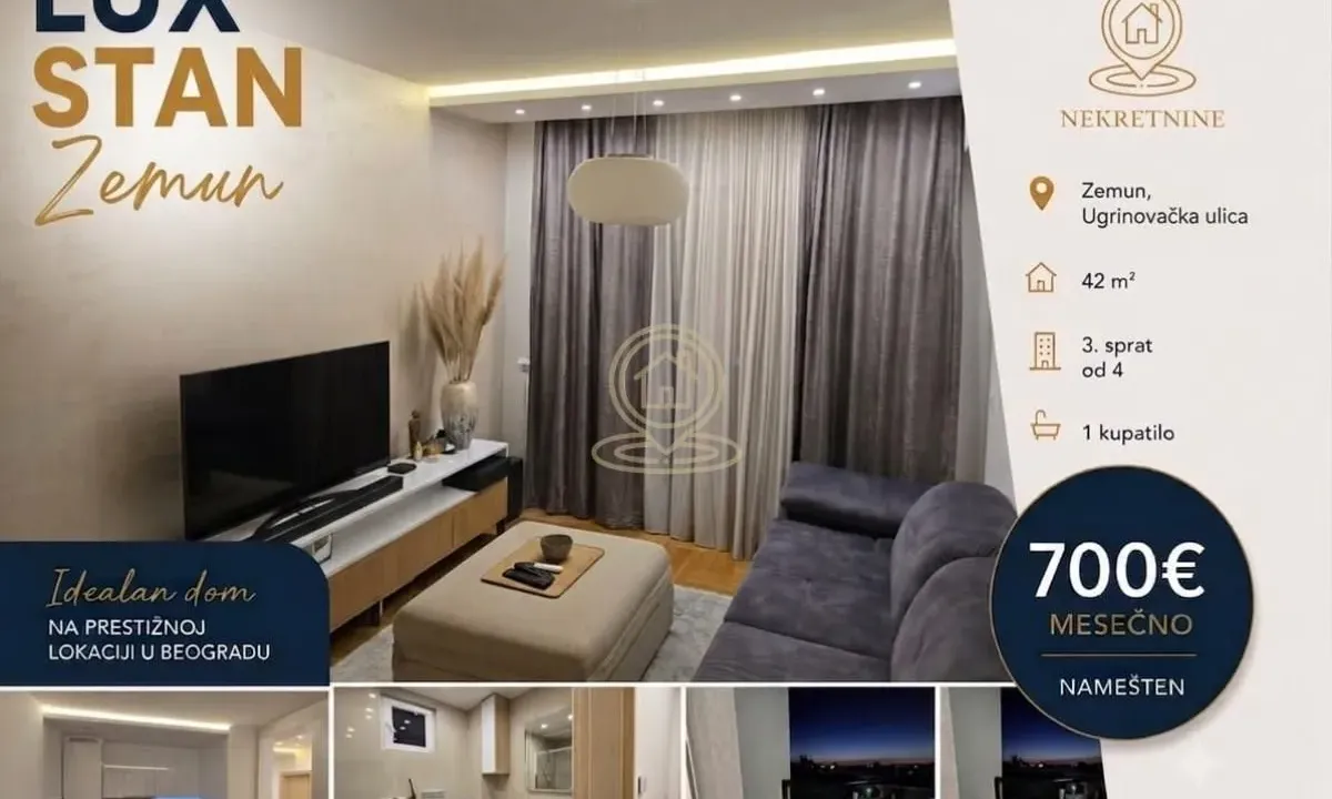 Izdavanje, dvosoban stan, 47m², Zemun Gornji Grad, Zemun Sve Podlokacije
