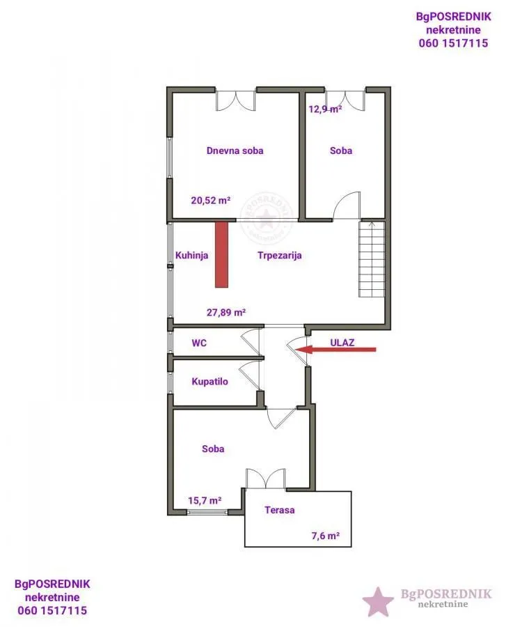 Sale, four bedroom apartment, 95m², Savski Venac, Beograd