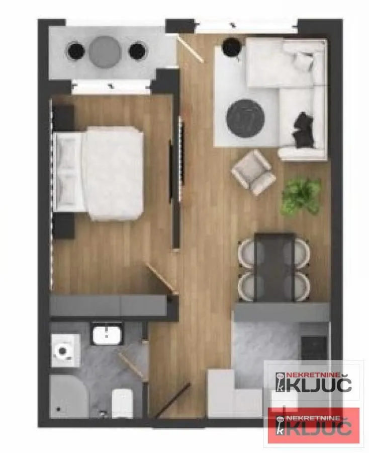 Sale, two bedroom apartment, 44m², Adice, Novi Sad Sve Podlokacije