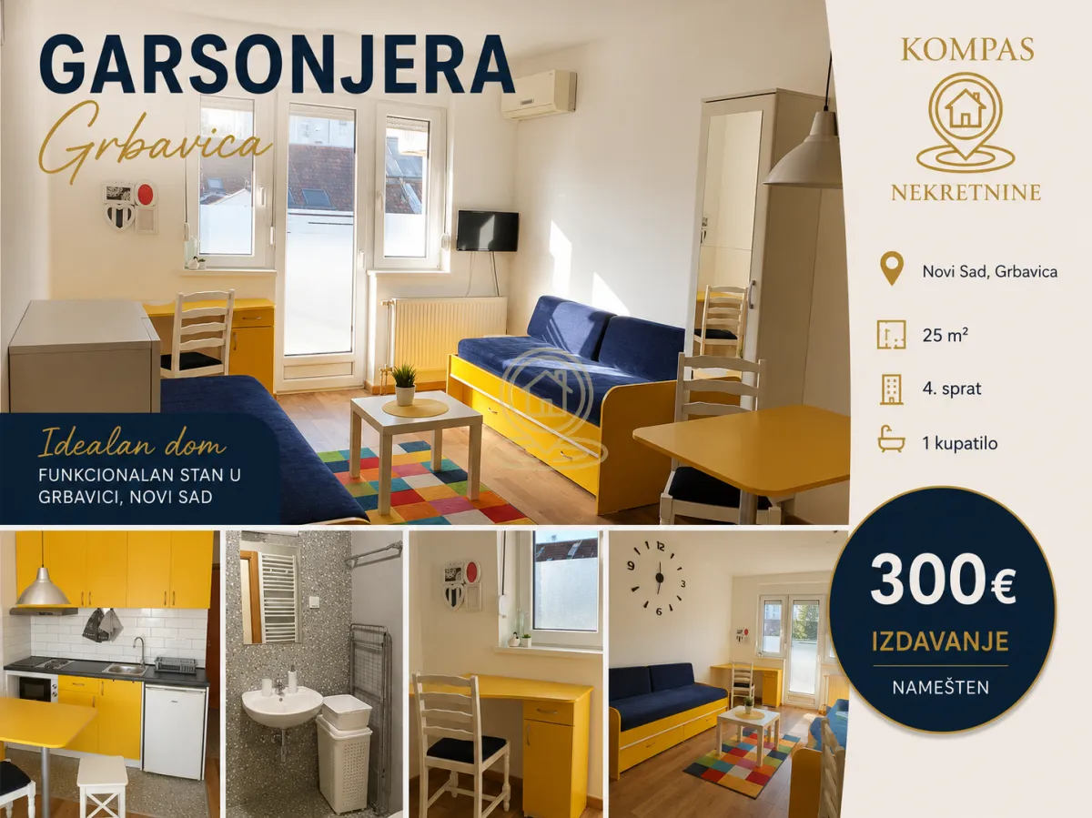 Izdavanje, jednosoban stan, 25m², Grbavica, Novi Sad Sve Podlokacije