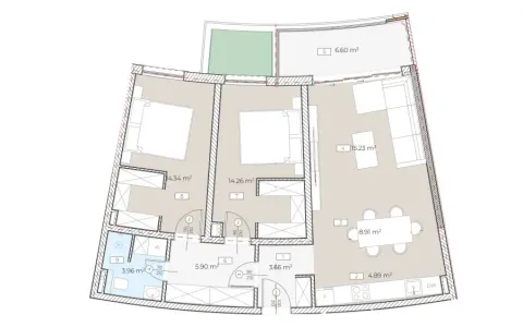 Sale, two bedroom apartment, 77m², Bečići, Budva - image 1