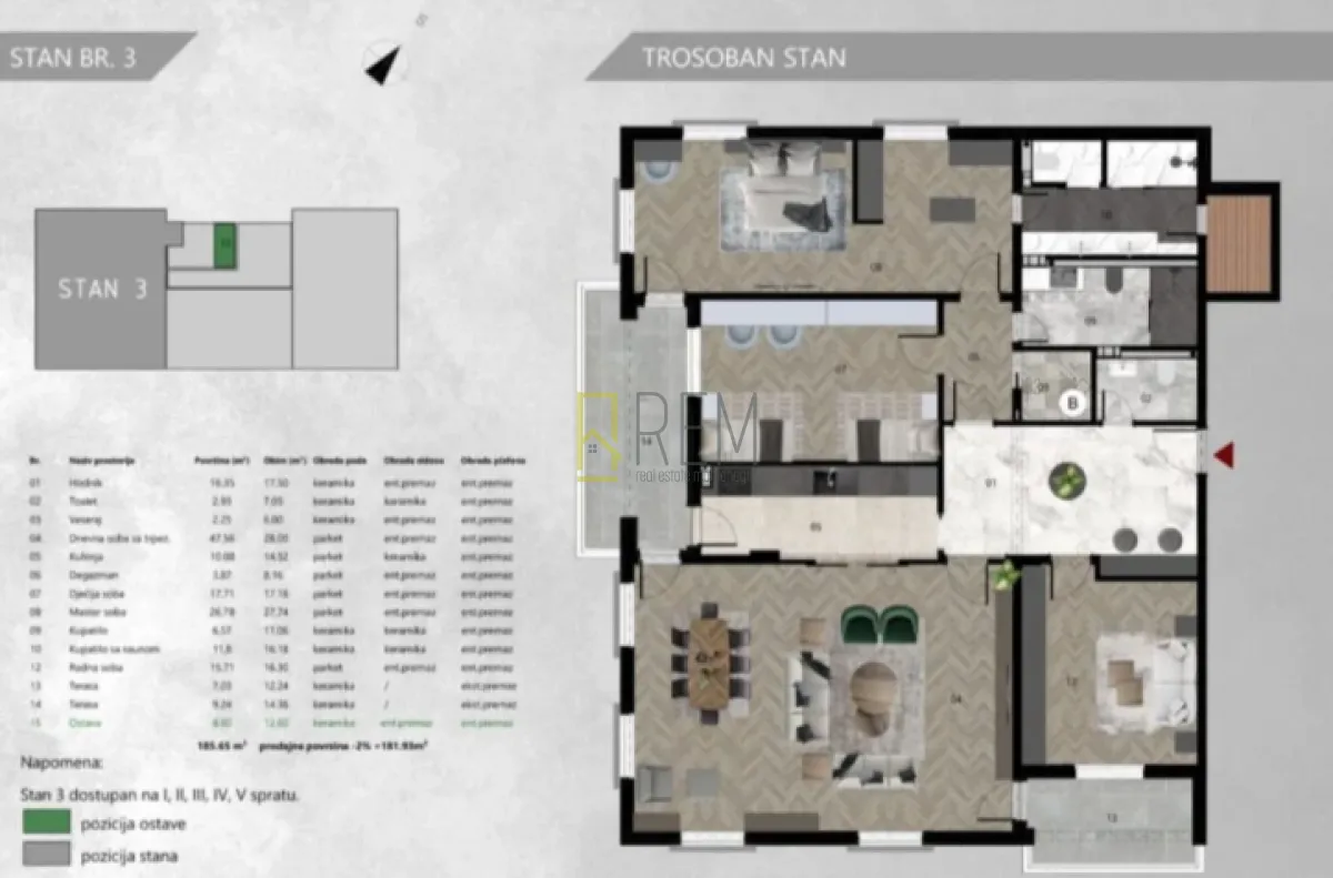 Prodaja, trosoban stan, 144m², Centar, Podgorica