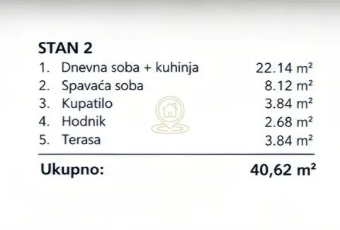 Tlocrt stana sa površinama prostorija. - image 2