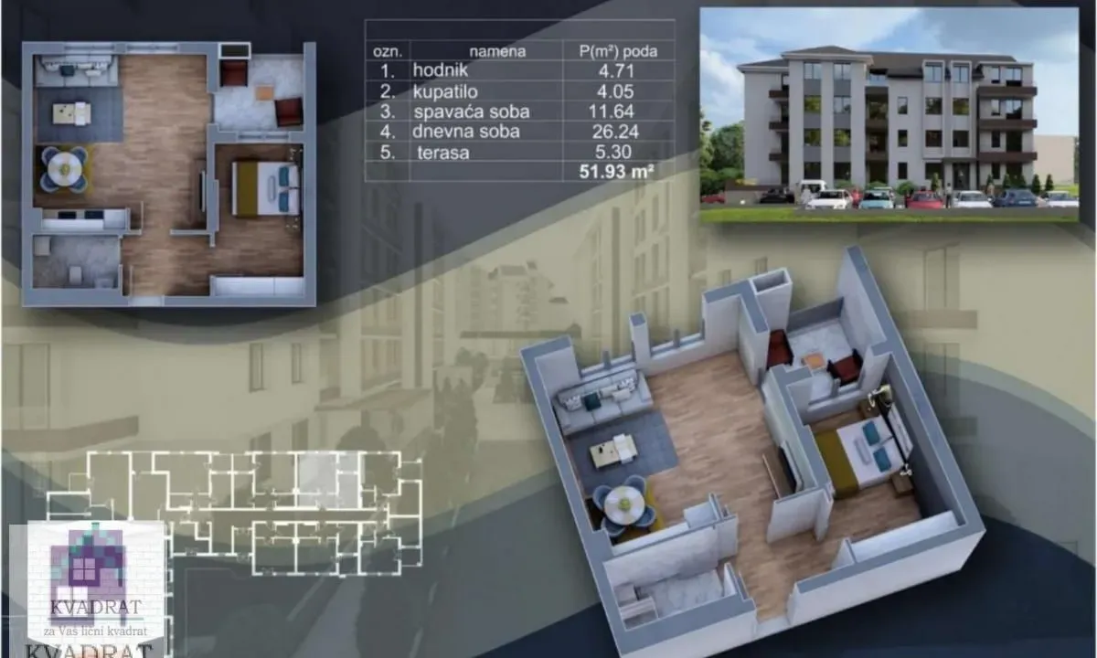 Sale, one bedroom apartment, 51m², Obrenovac, Beograd