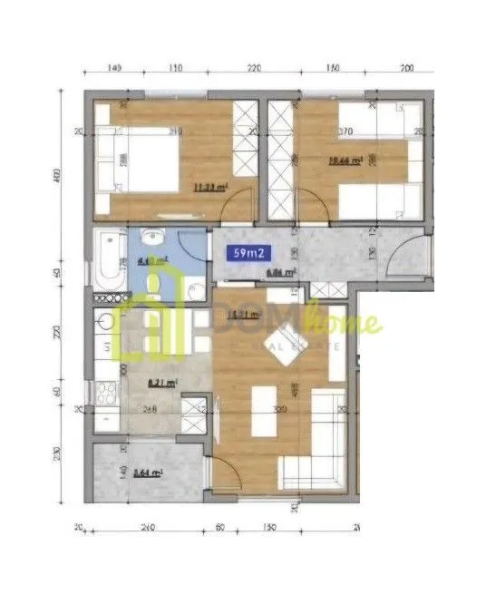 Prodaja, dvosoban stan, 59m², Zabjelo, Podgorica