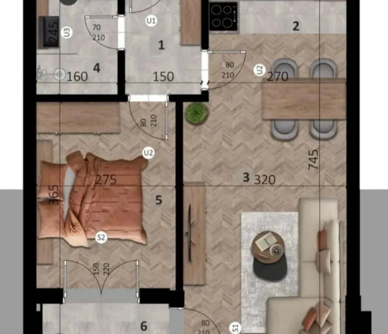 Sale, one bedroom apartment, 47m², Ilino, Bar