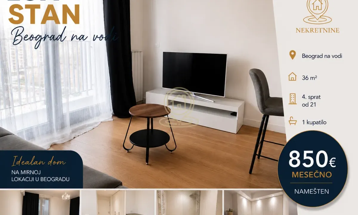 Rent, one bedroom apartment, 36m², Savski Venac, Beograd
