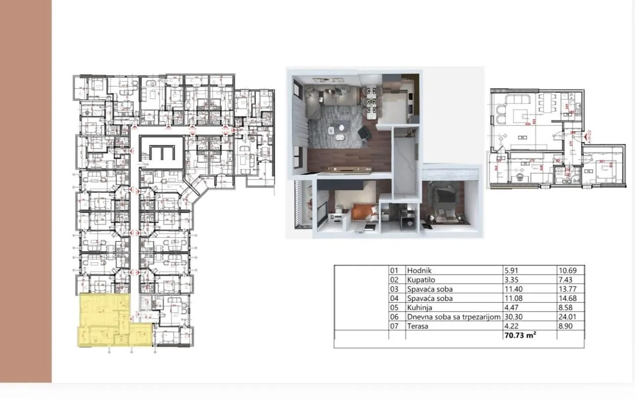 Prodaja, dvosoban stan, 71m², Ljubović, Podgorica