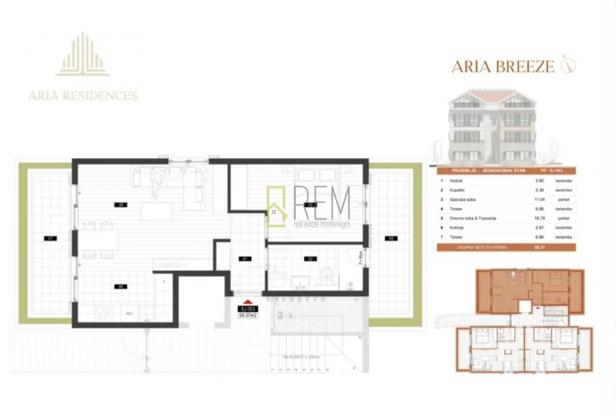 Prodaja, jednosoban stan, 49m², Mrčevac, Tivat