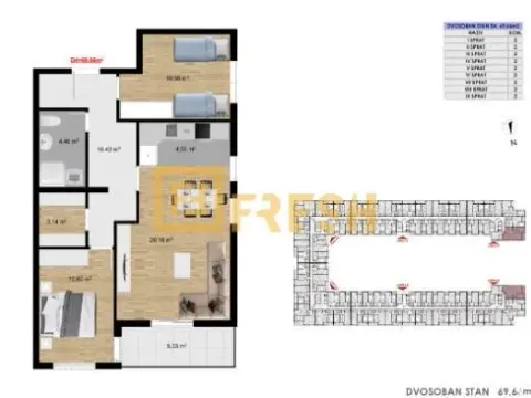 Prodaja, dvosoban stan, 70m², Stari Aerodrom, Podgorica - image 2