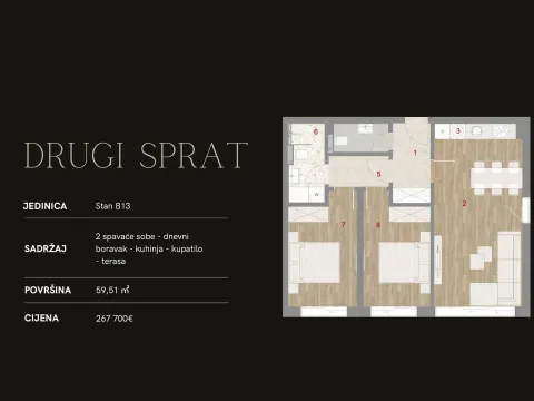 Sale, two bedroom apartment, 59m², Muo, Kotor - image 12