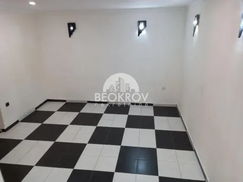 Empty room with checkered ceramic tiles and wall lamps. - image 4