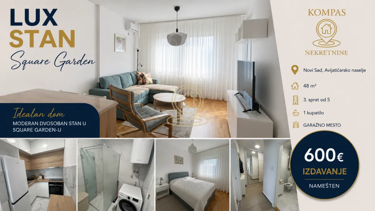 Rent, two bedroom apartment, 48m², Avijatičarsko naselje, Novi Sad Sve Podlokacije