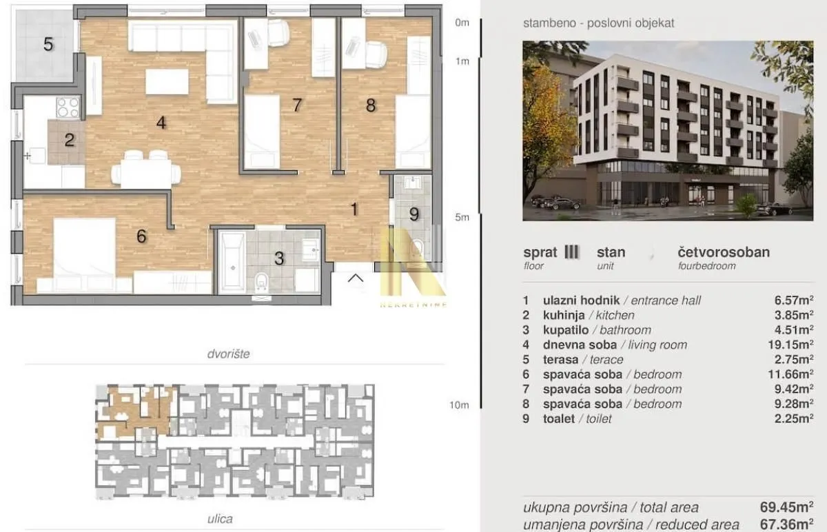 Sale, four bedroom apartment, 69m², Telep, Novi Sad Sve Podlokacije