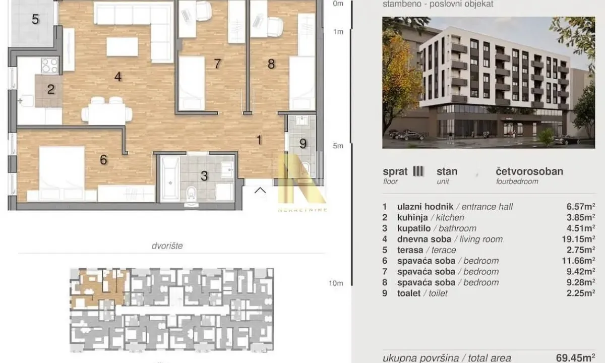 Sale, four bedroom apartment, 69m², Telep, Novi Sad Sve Podlokacije