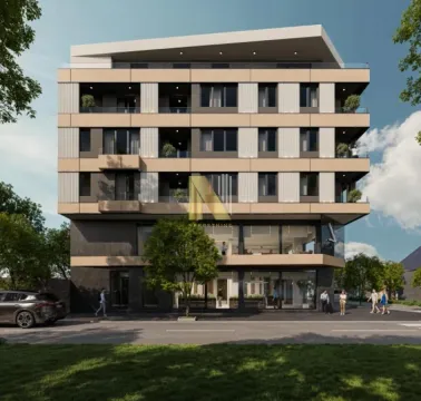 Spoljašnji izgled moderne stambene zgrade sa poslovnim prostorom u prizemlju. - image 3