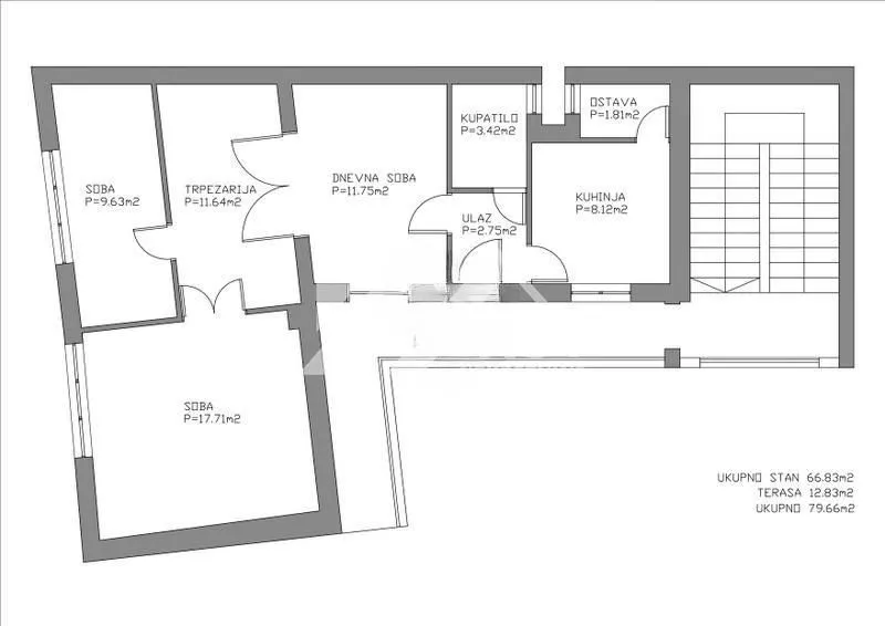 Sale, three bedroom apartment, 80m², Centar, Novi Sad