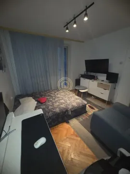 Dnevna soba sa krevetom, radnim stolom i TV komodom. - image 14