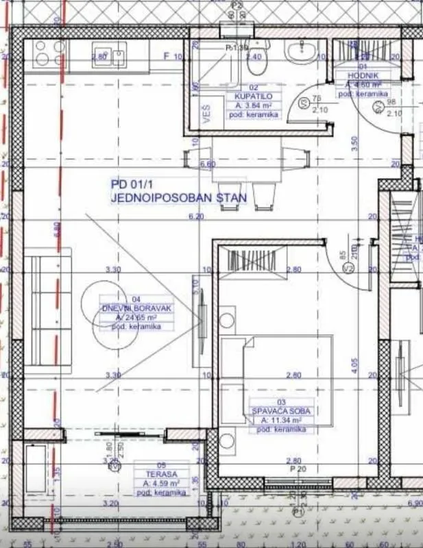 Sale, one bedroom apartment, 49m², Zeleni Pojas, Bar