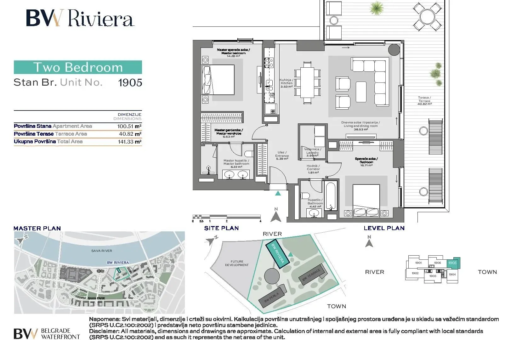 Sale, three bedroom apartment, 141m², Beograd Na Vodi, Beograd