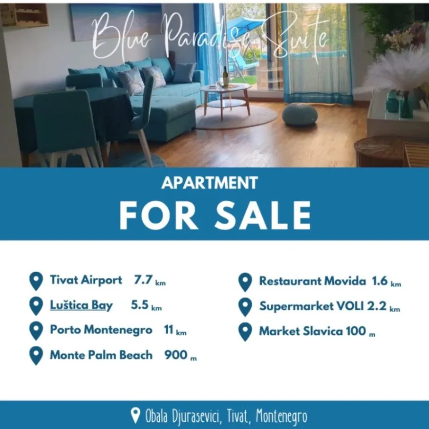 Sale, one bedroom apartment, 47m², Obala Đuraševića, Tivat