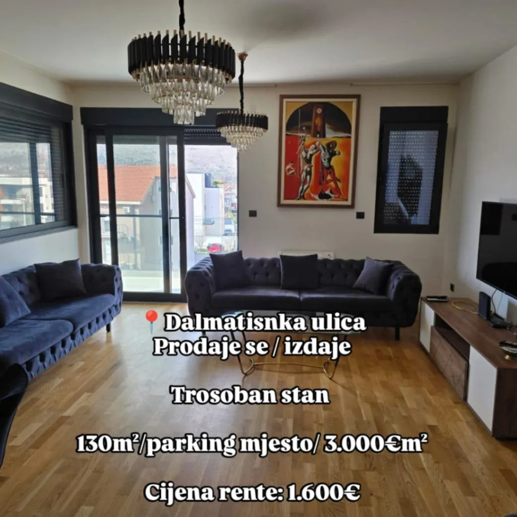Izdavanje, trosoban stan, 130m², Nova Dalmatinska, Podgorica