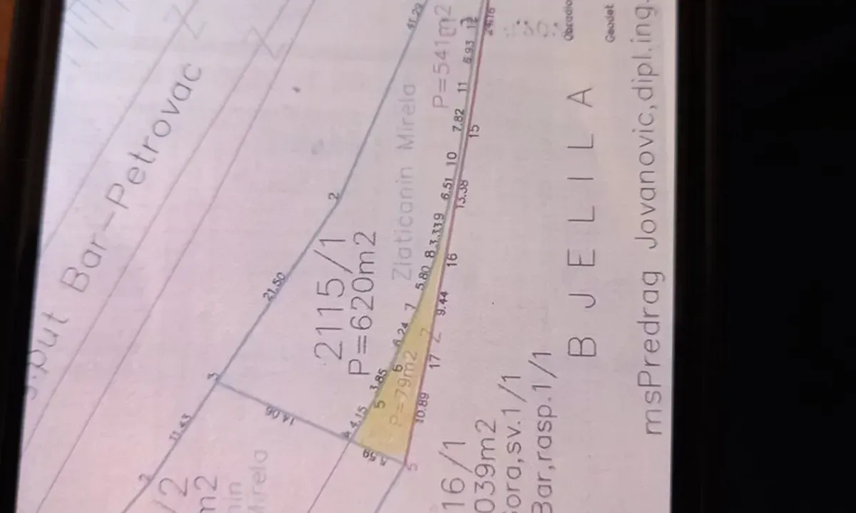Prodaja, plac, 1120m², Bar, Crna Gora