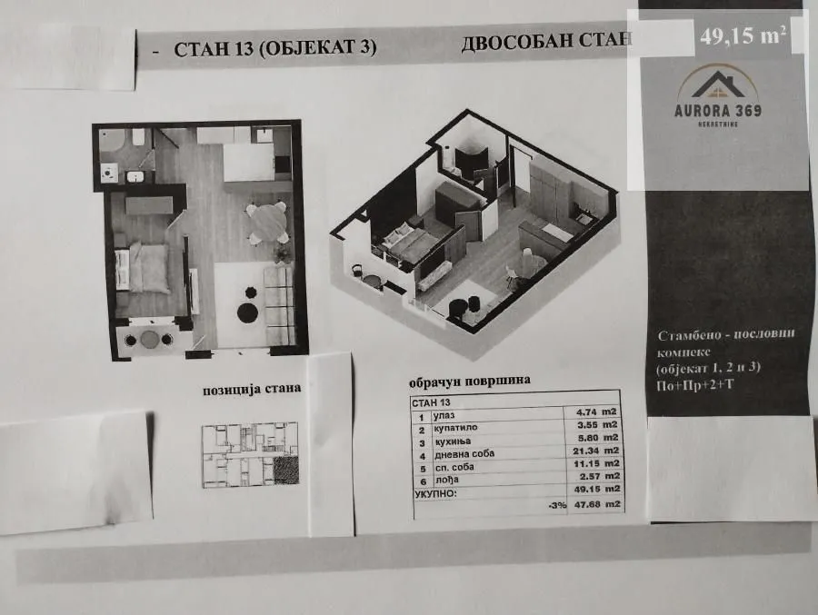 Prodaja, dvosoban stan, 49m², Adice, Novi Sad Sve Podlokacije