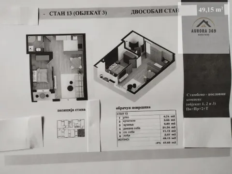Prodaja, dvosoban stan, 49m², Adice, Novi Sad Sve Podlokacije