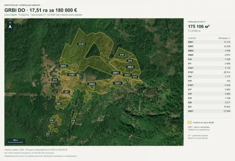 Katastarski plan i prikaz parcele sa obilježenim granicama i površinama. - image 3