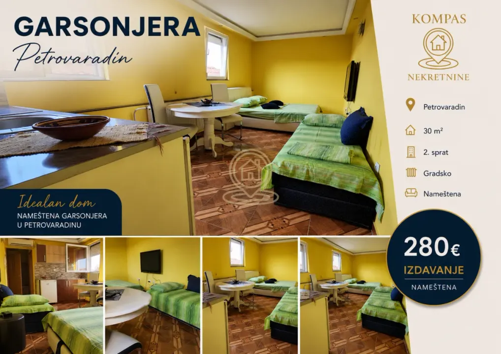 Rent, studio apartment, 30m², Petrovaradin, Novi Sad