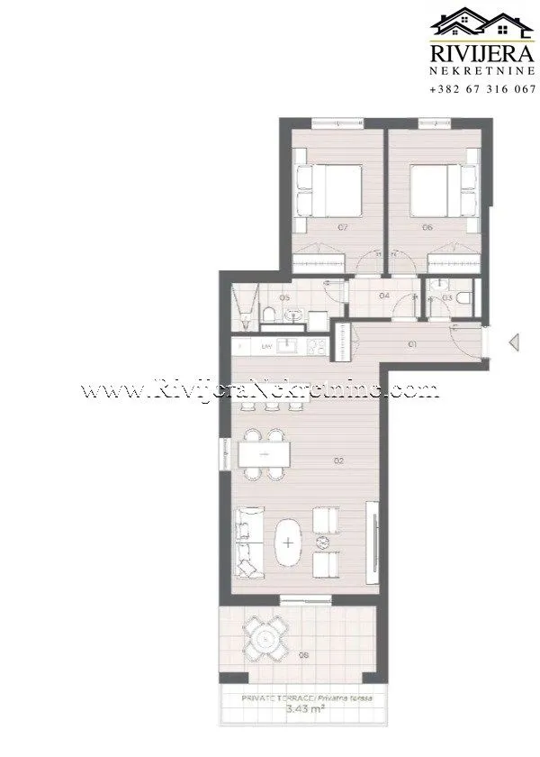 Sale, two bedroom apartment, 84m², Orahovac, Kotor