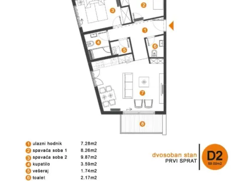 Prodaja, dvosoban stan, 59m², Tivat, Crna Gora - image 4