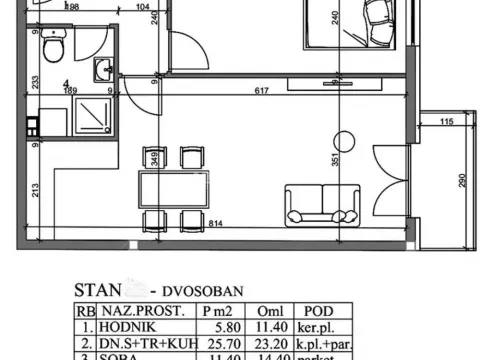 Sale, two bedroom apartment, 51m², Centar, Pančevo - image 2