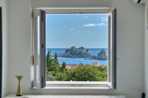 View of the sea and an island through the window. - image 6