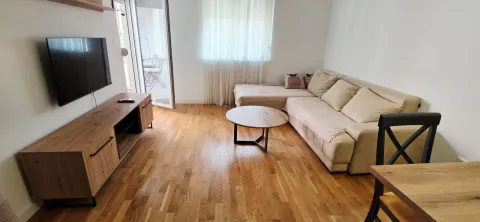 Dnevna soba sa garniturom, TV komodom i izlazom na terasu. - image 4