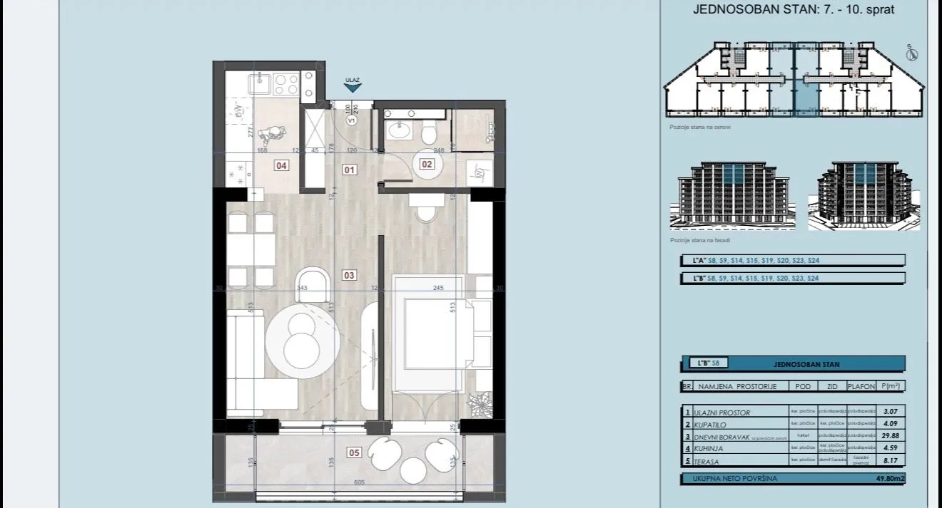 Sale, one bedroom apartment, 42m², Centar, Bar