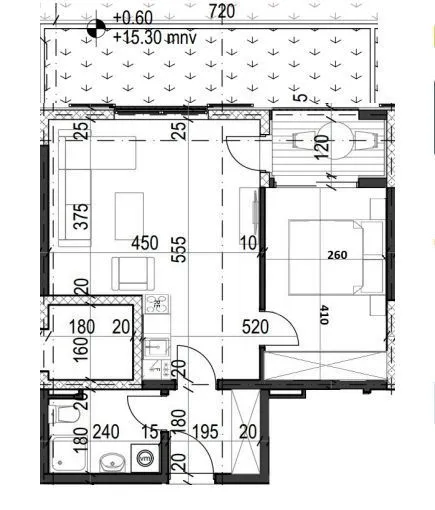 Prodaja, jednosoban stan, 43m², Radanovići, Kotor