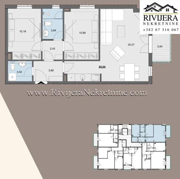 Sale, two bedroom apartment, 64m², Donja Lastva, Tivat